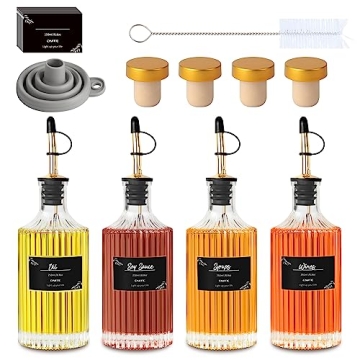 Onite Coffee Syrup Dispenser for Coffee Bar Accessories, 8.8oz 250ml Glass Syrup Bottles with Metal ...