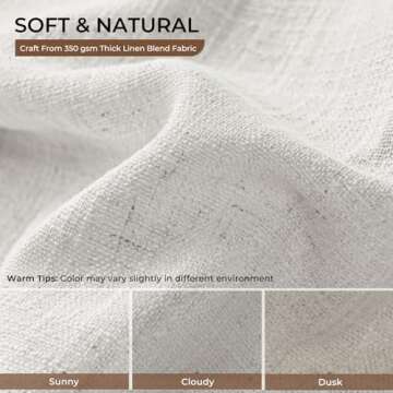 INOVADAY Pinch Pleated Curtains, 100% Light Blocking Linen Pinch Pleat Blackout Curtains for Bedroom, Thermal Insulated Blackout Drapes 2 Panels Set for Living Room - Beige White, W40 x L90