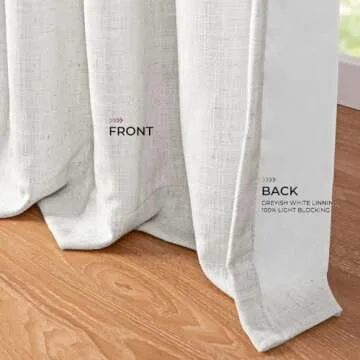INOVADAY Pinch Pleated Curtains, 100% Light Blocking Linen Pinch Pleat Blackout Curtains for Bedroom, Thermal Insulated Blackout Drapes 2 Panels Set for Living Room - Beige White, W40 x L90