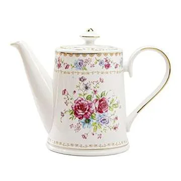 Elegant Gracie China Floral Bouquet Porcelain Teapot (34 oz) for All Tea Lovers