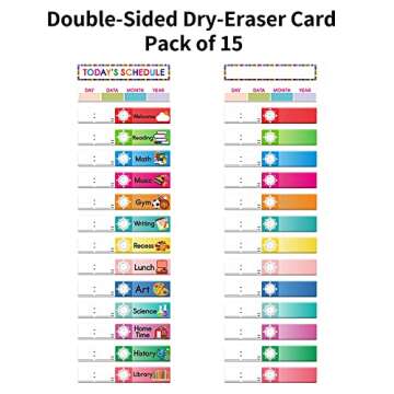 Daily Schedule Pocket Chart. Kids Schedule Pocket Chart with 15 Dry-Eraser Cards. 13+1 Pockets. Schedule Pocket Chart for Classroom & Home (Blue)…