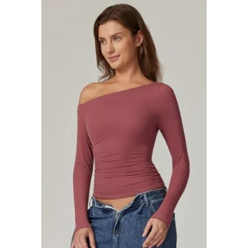Stylish QINSEN One Shoulder Long Sleeve Fitted Top