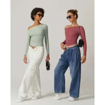 Stylish QINSEN One Shoulder Long Sleeve Fitted Top