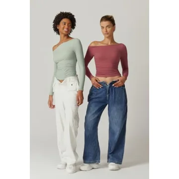 Stylish QINSEN One Shoulder Long Sleeve Fitted Top