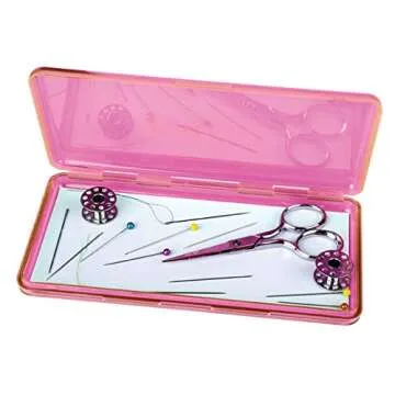 ArtBin 6905AB Sew-Lutions Slim Line Magnetic Box, [1] Small Art & Craft Organizer, Polypropylene Plastic with Magnetic Bottom, Translucent Raspberry