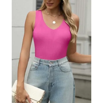 Zeagoo Ribbed V Neck Tank Tops for Women 2024