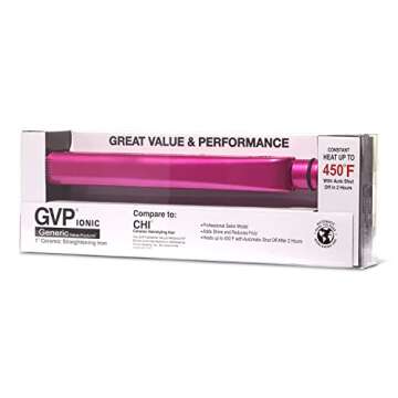 Generic Value Products Hot Pink Ceramic 1" Flat Iron, Dual Voltage, Auto Shut Off, 5 Heat Settings, 9 Foot Cord