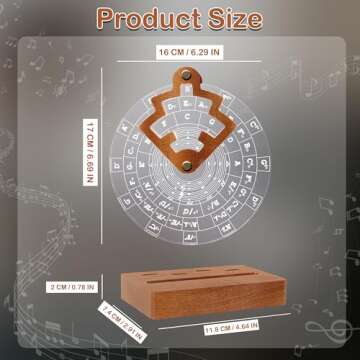 CoolGift Mart Light Up Circle of Fifths Wheel, Acrylic Wooden Chord Wheel Melody Tool with Guitar Pi...