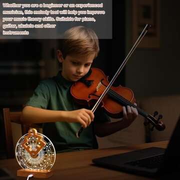 CoolGift Mart Light Up Circle of Fifths Wheel, Acrylic Wooden Chord Wheel Melody Tool with Guitar Pick Holder, Gift for Musical Beginners Musicians for Musical Learning and Songwriting