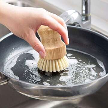 4 Packs Eco-Friendly Bamboo Palm Scrub Brush Set for Dishwashing