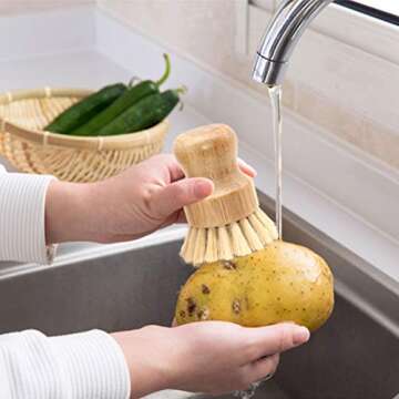 Bamboo Palm Dish Scrubber Set for Eco-Friendly Cleaning