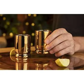 The Original 50 Caliber Brass Ceramic Shot Glasses - Set of 2 - American Owned & Operated - LIFETIME Guarentee