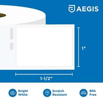 Aegis Adhesives Direct Thermal Labels for DYMO 30347 - 12 Rolls (1" X 1-1/2")