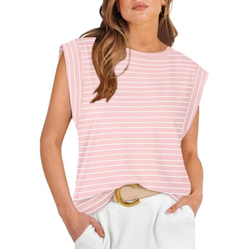 WIHOLL Summer Tops for Women 2024 Trendy Fashion Dressy Casual Crew Neck Cap Sleeve Spring Cute Shir...