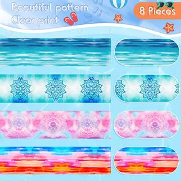 Boao 8 Pack Towel Bands for Beach Chairs Cruise Towel Clips for Lounge Beach Pool Chairs Elastic Windproof Strap Holders for Summer Lounge Pool Hawaiian Accessories (Gradient Style)