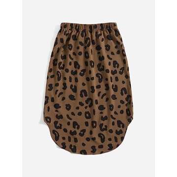 SOLY HUX Women's Leopard Print Tie Front High Waist High Low Short Skirt Multicoloured L