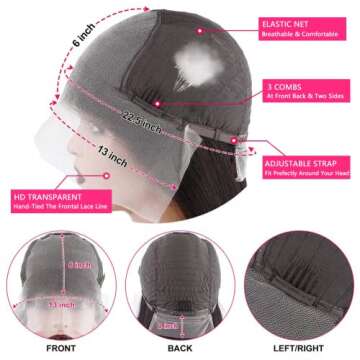 LARVOB 13x6 Lace Front Wigs Human Hair 180 Density 26inch Straight HD Transparent Lace Front Human Hair Wigs for Women 13x6 Straight Wigs Human Hair Pre Plucked Bleached Knots with Baby Hair