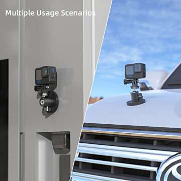 Magnet Camera Mount Compatible with DJI Pocket 3, GoPro 13/12/11, Insta360, with Ball Head Super Strong Rubber Coating Magnet for Car, Attaches to Steel or Other Magnetic Surfaces (Black-01)