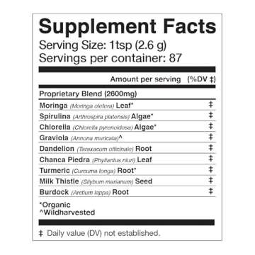 Anima Mundi Apothecary Super Greens Powder - Organic Superfood Greens & Herbal Prebiotics for Liver Detox, Cleanse & Support - Vitamin Rich with Fair Trade Dandelion, Milk Thistle (8oz)