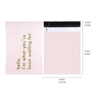 RUSPEPA Poly Mailer Shipping Bag with Self Sealing, Business Text Printed Design 2.3 Mil Heavy Duty Self Seal Mailing Envelopes, 100 Pack 10 x 13 inches, Pink