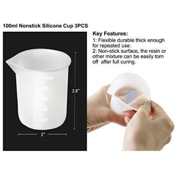 LET'S RESIN 8PCS Silicone Measuring Cups for Resin 100ml 10ml, Nonstick Silicone Mixing Cups, Epoxy ...