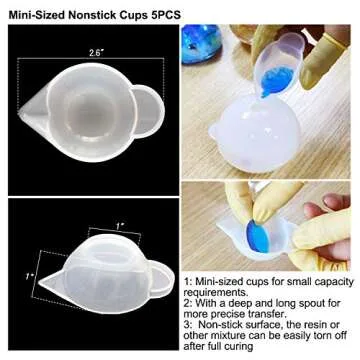 LET'S RESIN 8PCS Silicone Measuring Cups for Resin 100ml 10ml, Nonstick Silicone Mixing Cups, Epoxy Resin Cups, Glue Tools Sticks Pipettes for Epoxy Resin, Casting Molds, Art,Cup Turner
