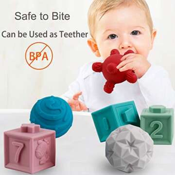 BOBXIN 15 PCS Soft Stacking Blocks and Sensory Ball