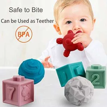 BOBXIN 15 PCS Soft Stacking Blocks and Sensory Ball