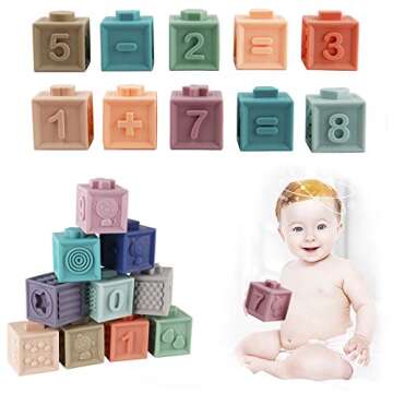 BOBXIN 15 PCS Soft Stacking Blocks and Sensory Ball