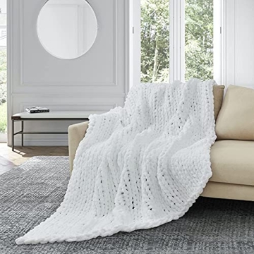 SUNYRISY Cozy Chenille Chunky Knit Throw Blanket