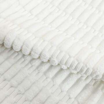 sykting White Throw Pillow Covers 20x20 inch Soft Striped Corduroy Plush Boho Farmhouse Decorative Pillow Covers for Couch Sofa Bed Living Room Pack of 2