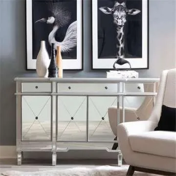 Powell Furniture Linon Tally Mirrored Wood Console in Silver