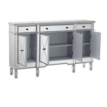 Powell Furniture Linon Tally Mirrored Wood Console in Silver