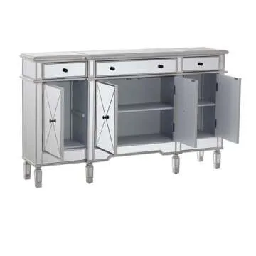 Powell Furniture Linon Tally Mirrored Wood Console in Silver