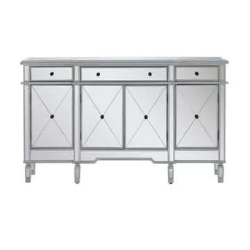 Powell Furniture Linon Tally Mirrored Wood Console in Silver