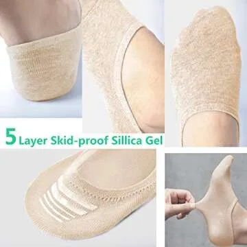 DIBAOLONG Non-Slip No Show Socks for Women - 6 Pairs