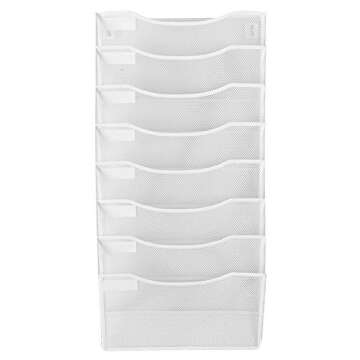 Klickpick Office 8 Sections Hanging Files Wall Mounted Metal Mesh File Document Organizer Magazine H...