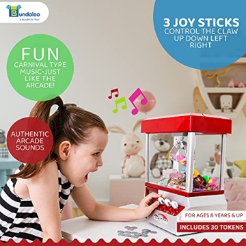 Bundaloo Claw Machine Arcade Game with Sound, Cool Fun Mini Candy Grabber Prize Dispenser Vending Toy for Kids, Boys & Girls