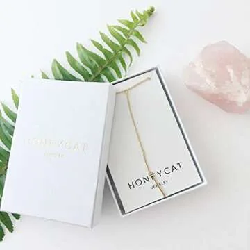 Elegant Honeycat Lariat Bar Necklace in 18k Gold Plate