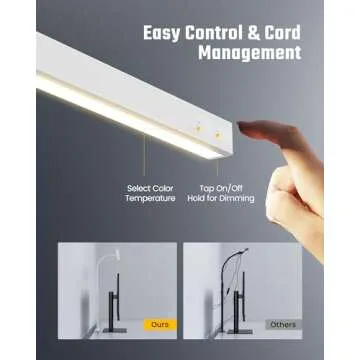 SUPERDANNY LED Desk Lamp for Home Office, Eye-Caring Desk Light with Adjustable Gooseneck, 12W Touch Control Dimmable Brightness, Architect Clamp Lamp with USB Adapter, White