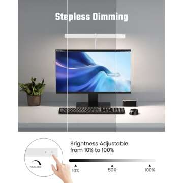 SUPERDANNY LED Desk Lamp for Home Office, Eye-Caring Desk Light with Adjustable Gooseneck, 12W Touch Control Dimmable Brightness, Architect Clamp Lamp with USB Adapter, White