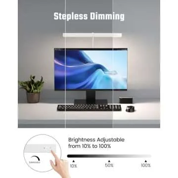 SUPERDANNY LED Desk Lamp for Home Office, Eye-Caring Desk Light with Adjustable Gooseneck, 12W Touch Control Dimmable Brightness, Architect Clamp Lamp with USB Adapter, White