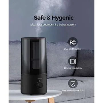 raydrop Humidifiers for Bedroom, Cool Mist Humidifiers for Babies, 1.70L Quiet Ultrasonic Humidifier, Space-Saving, Filterless, Auto Shut Off - (0.45 Gallon, US 110V)