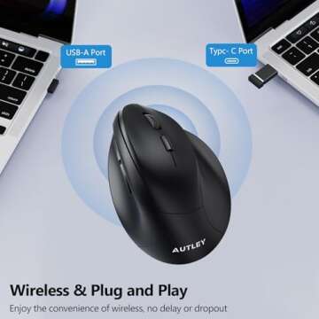 AUTLEY Ergonomic Wireless Mouse for Comfort and Productivity