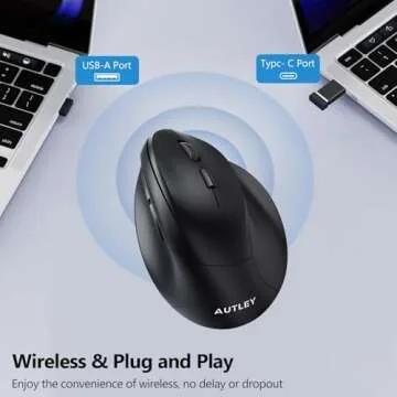 AUTLEY Ergonomic Wireless Mouse for Comfort and Productivity