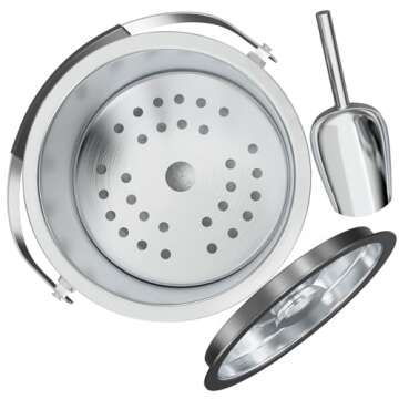 3.2L Double Wall Stainless Steel Ice Bucket with Lid,Scoop, Updated Insulated Ice Bucket for Cocktail Bar and Parties