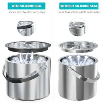 3.2L Double Wall Stainless Steel Ice Bucket with Lid,Scoop, Updated Insulated Ice Bucket for Cocktail Bar and Parties
