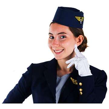 Tigerdoe Stewardess Hat Costume Set for Adults and Teens