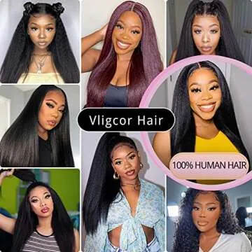 Kinky Straight Human Hair 3Bundles Natural Black Yaki Straigh Brazilian Virgin Remy Hair Grade 10A 100% Unprocessed Kinky Straight Human Hair Extensions (8 10 12 Inch, 3 Bundles)