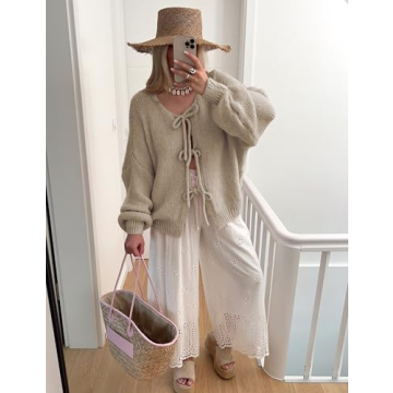 Oversized Bowtie Knit Cardigan for Women - Chic Style